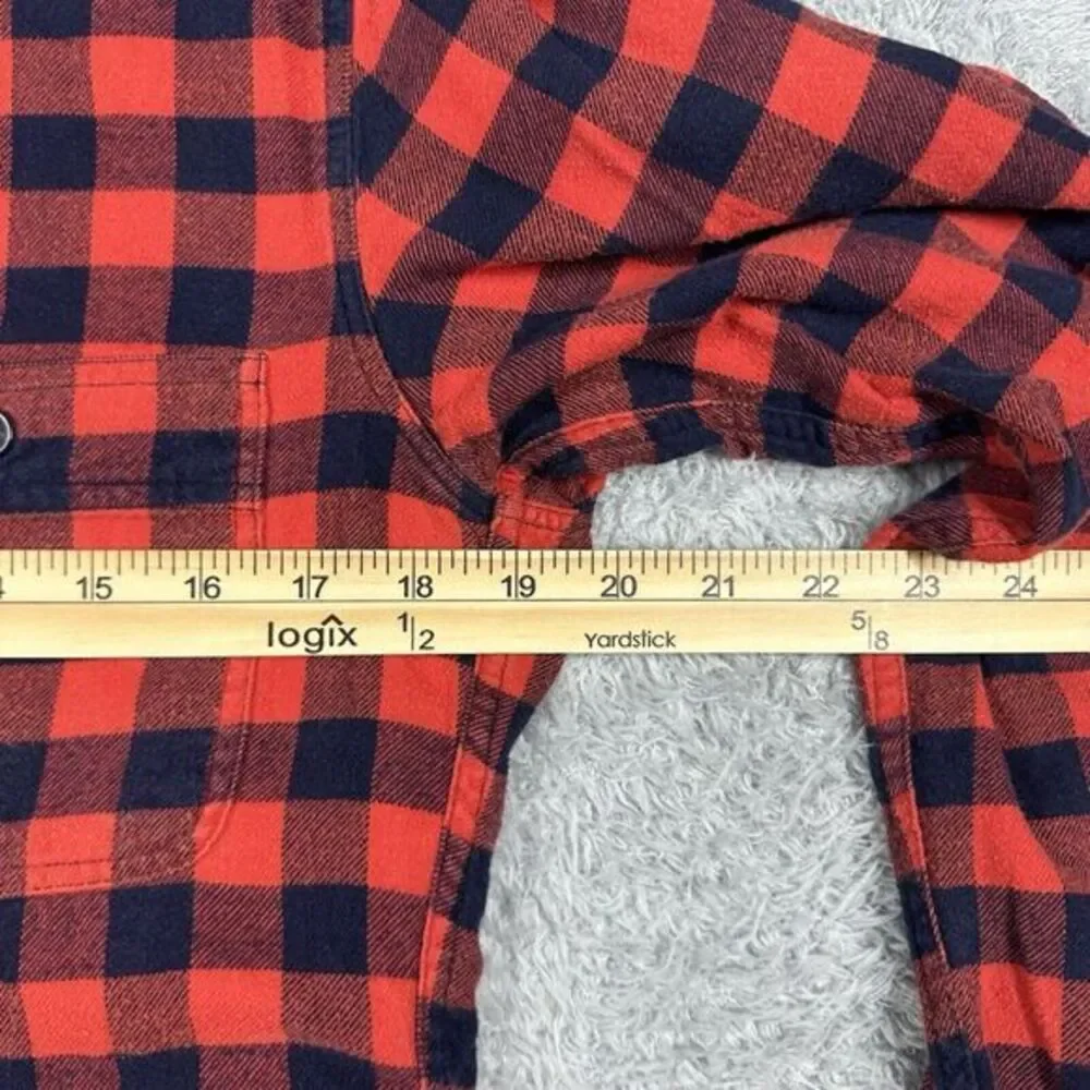 J. Crew Flannel Shirt Mens Small Slim Fit Red Plaid Button Up‎ Long Sleeve